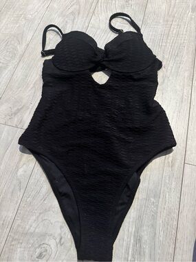 Victoria's Secret Black Textured One-Piece